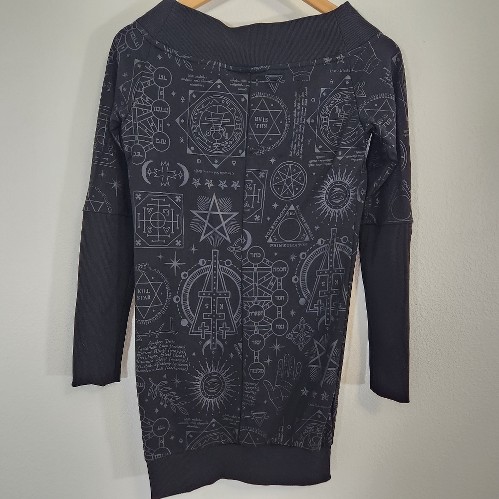 Killstar Dress Womens Small Goth Emo Punk Mini Ribbed Occult Graphic Print - Picture 13 of 16